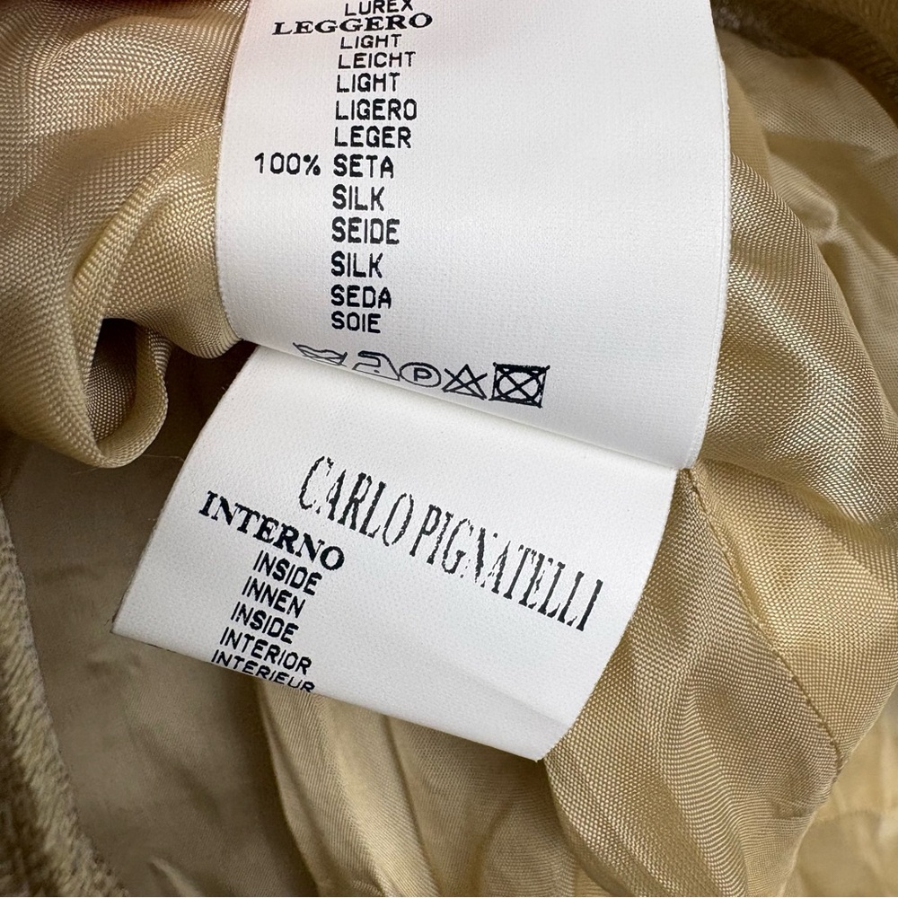 New Carlo Pignatelli Womens Silk Jacket Ruffle Color Sz 14 Gold - Picture 8 of 12